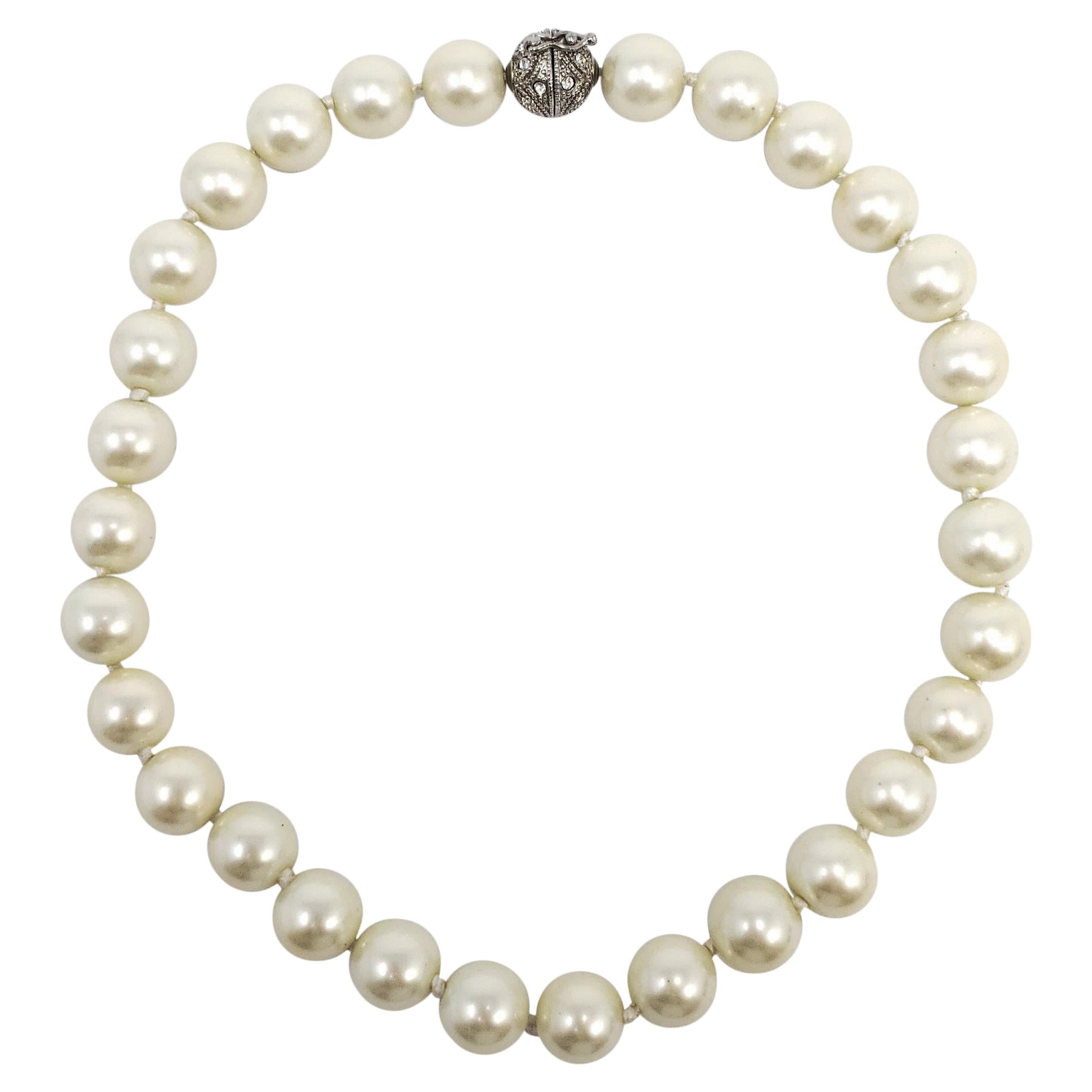 Vintage Faux Pearl Necklace, Choker Collar Style Length, Mid 1900s, 15