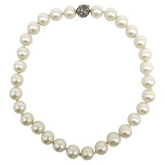 Vintage Faux Pearl Necklace, Choker Collar Style Length, Mid 1900s, 15 Inches