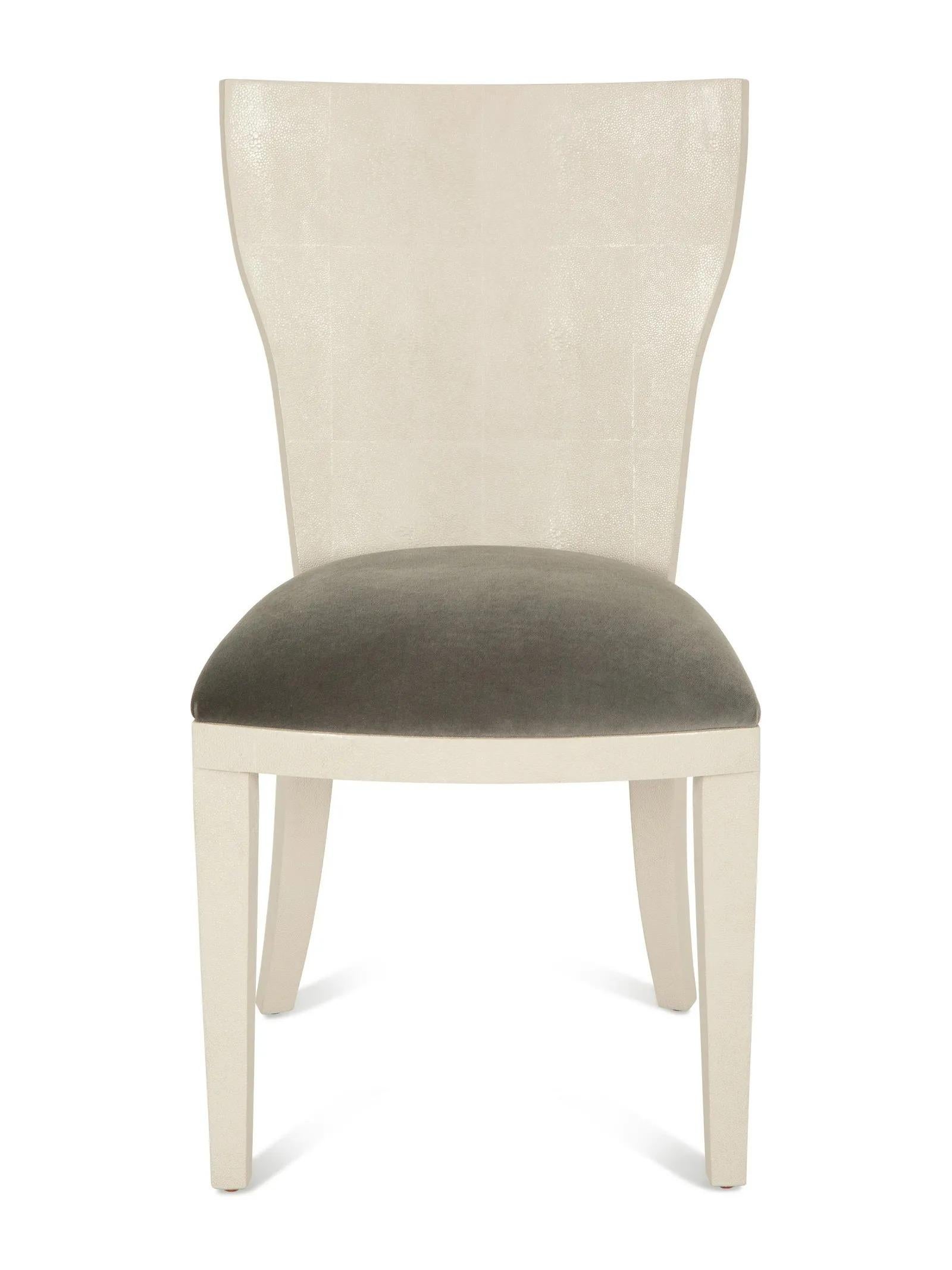 This super chic vintage shagreen side chair with velvet gray seat is a great contemporary addition to any desk or room in your home!