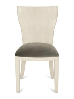 Vintage Faux Shagreen Armless Side Chair with Velvet Gray Seat