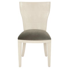 Retro Faux Shagreen Armless Side Chair with Velvet Gray Seat
