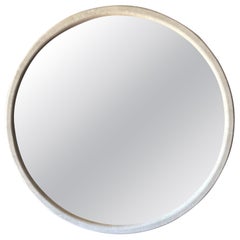 Vintage Faux Shagreen Round Mirror - Coastal Palm Beach Regency