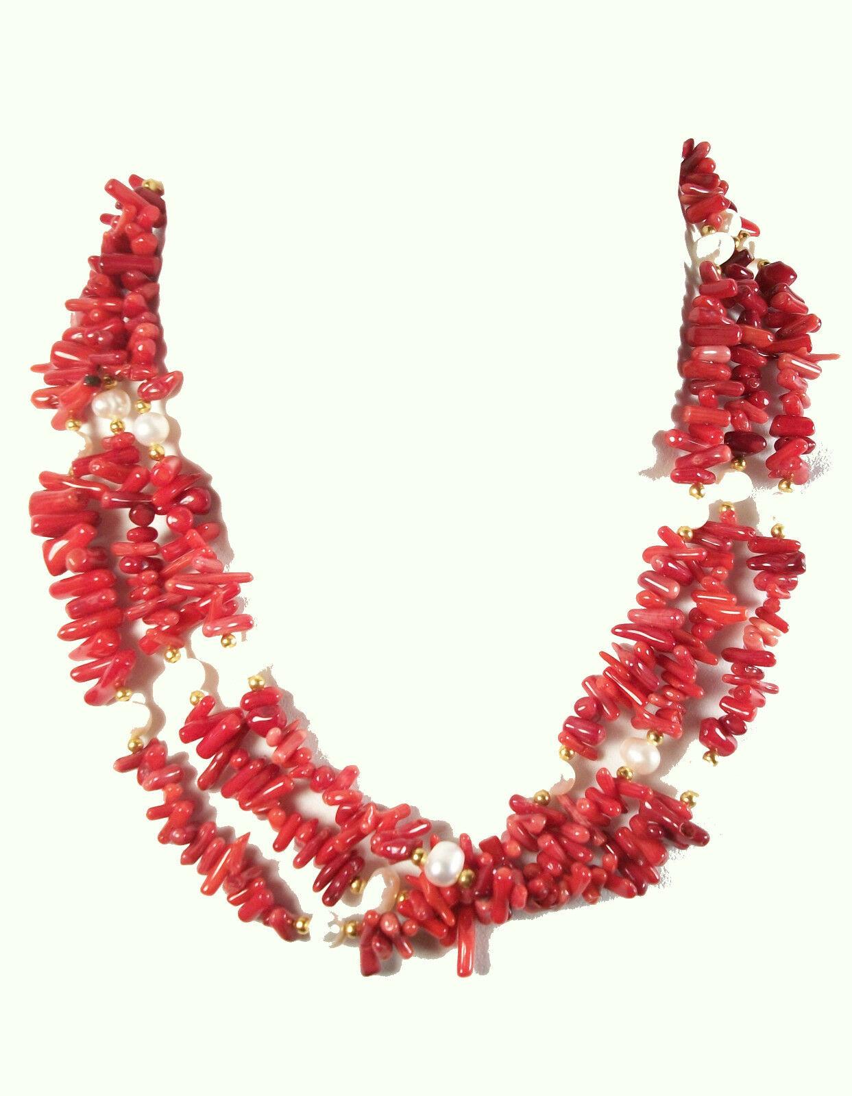 Vintage-Halskette aus Koralle und Perle aus Sizilien, unsigniert, ca. 1980er Jahre (Moderne) im Angebot