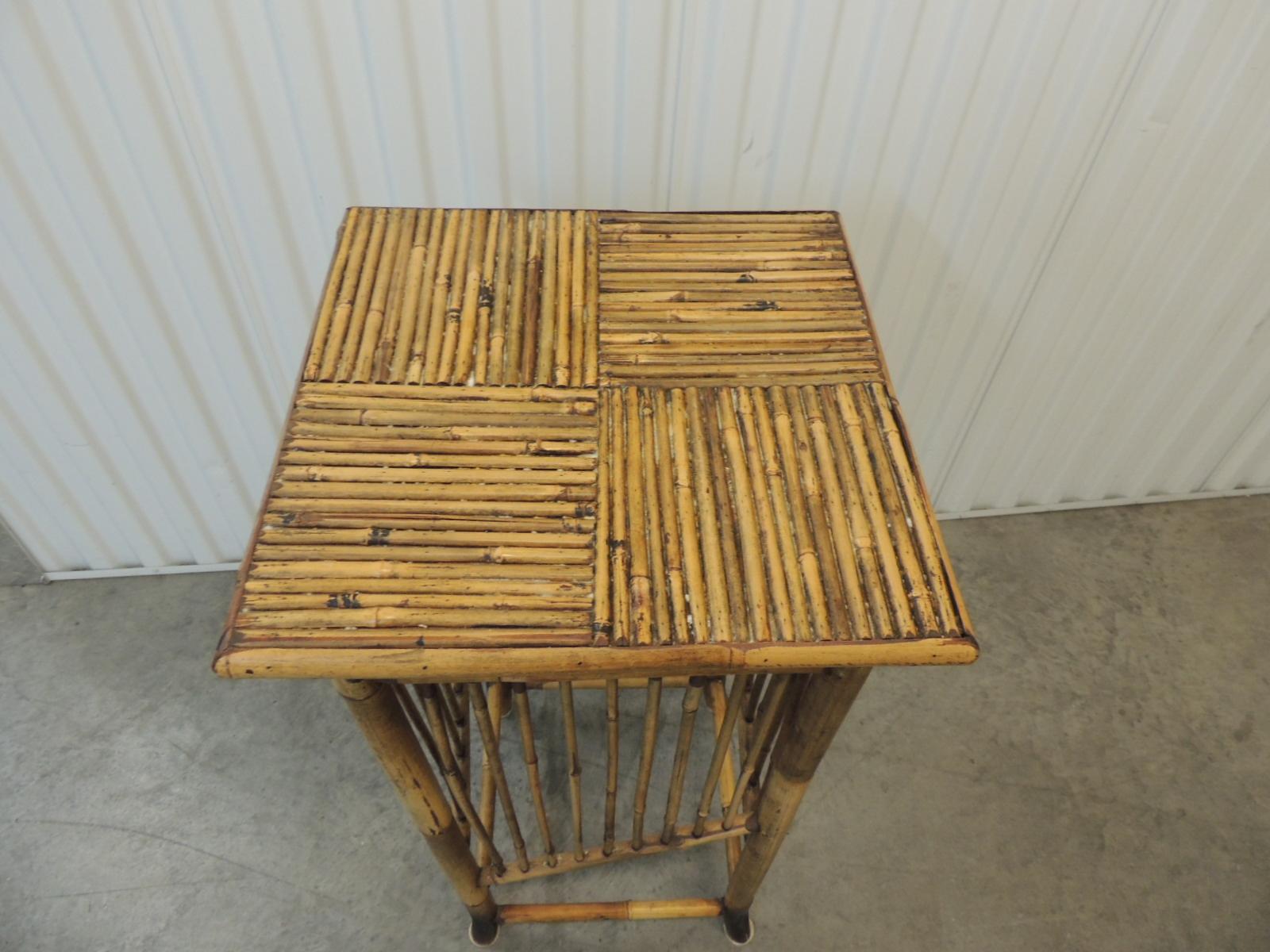 Vintage Faux Tortoise Bamboo Pedestal or Plant Stand In Good Condition In Oakland Park, FL