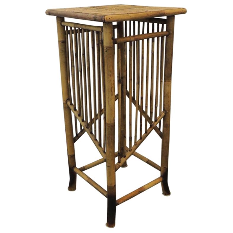 Vintage Faux Tortoise Bamboo Pedestal or Plant Stand