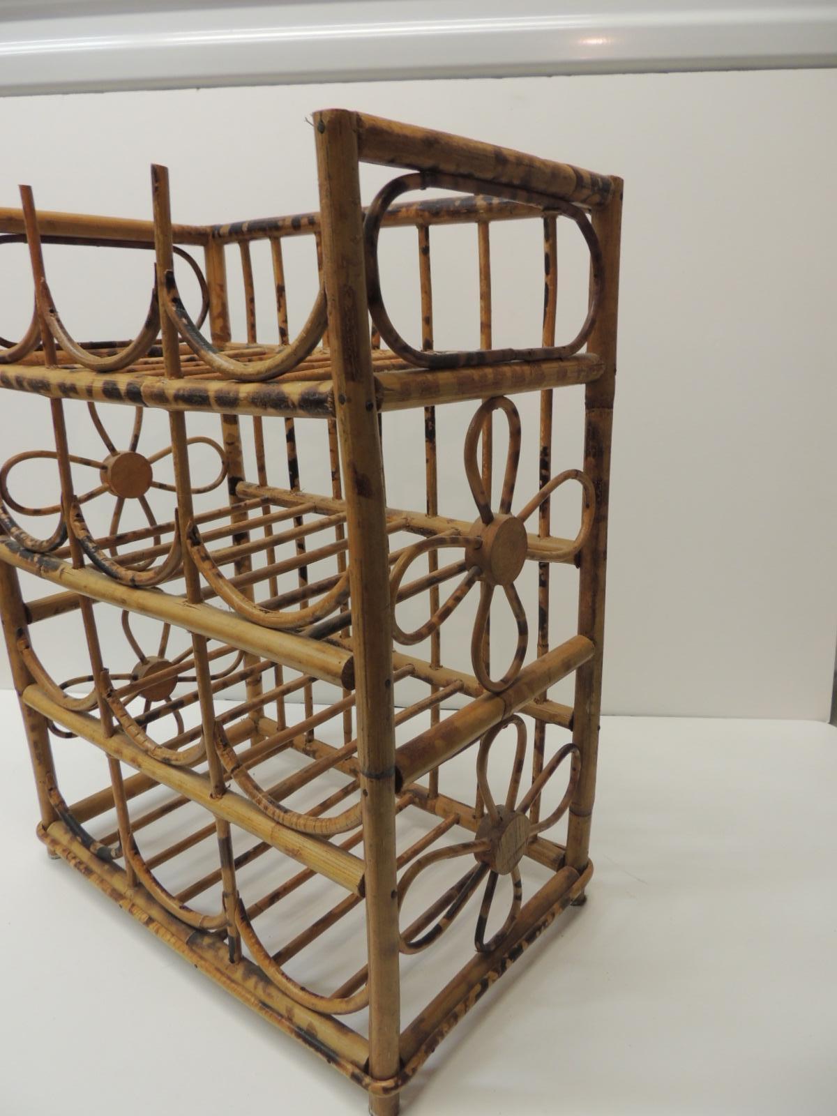 Balinese Vintage Faux Tortoise Bamboo Wine Rack