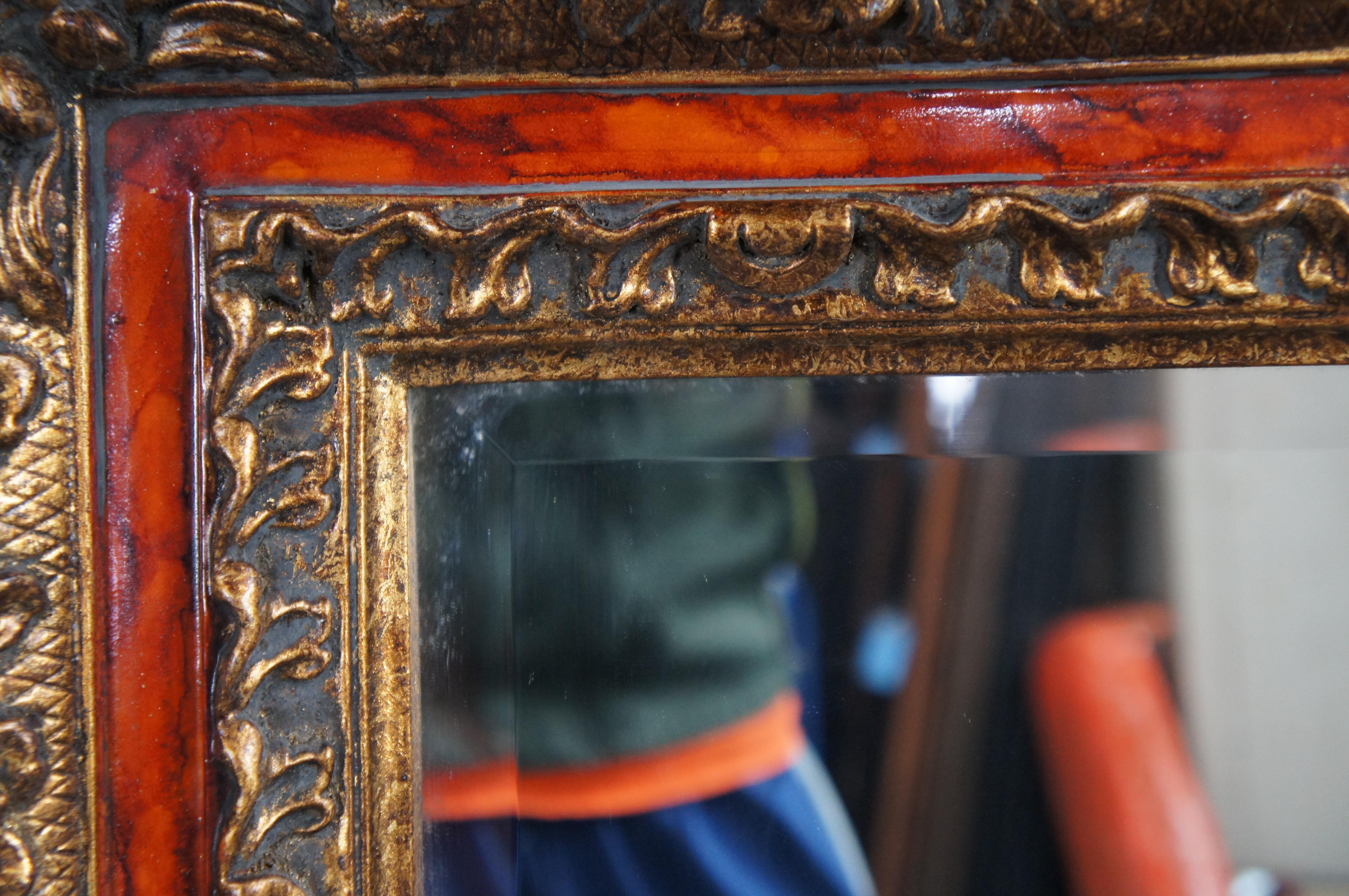 Vintage Faux Schildkröte vergoldet Floral abgeschrägt über Mantel Eitelkeit Spiegel 46