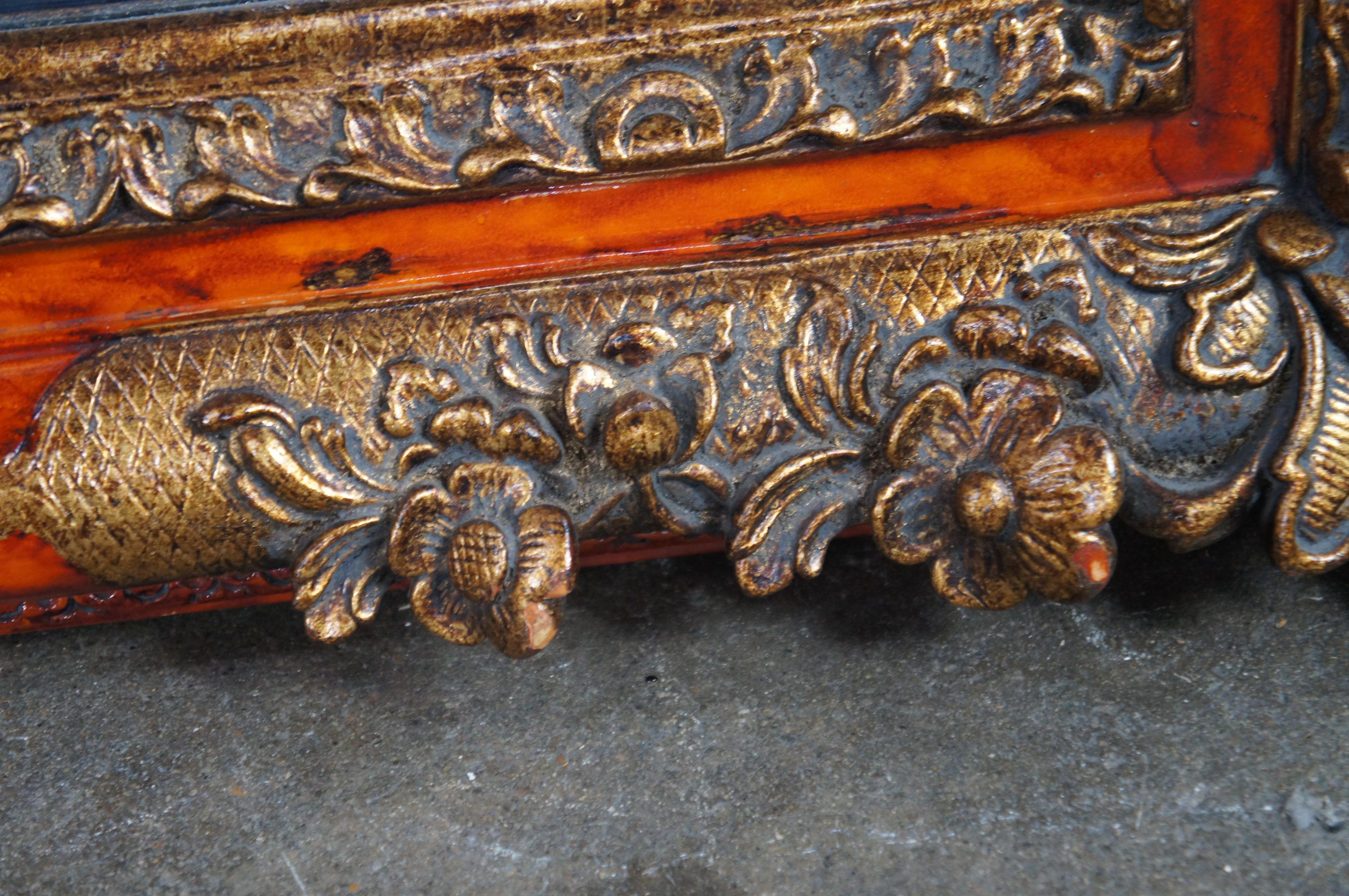 Vintage Faux Schildkröte vergoldet Floral abgeschrägt über Mantel Eitelkeit Spiegel 46