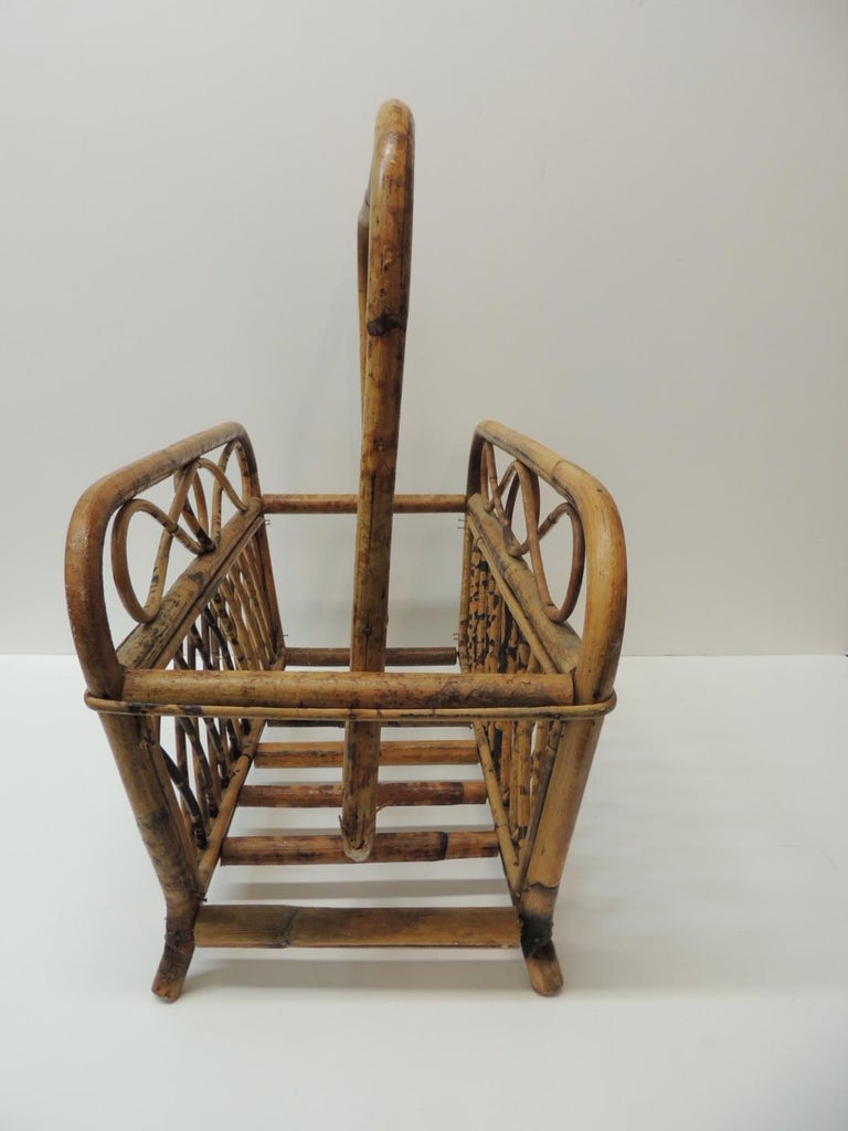 Vintage Faux Tortoise Magazine Rack in Bamboo and Rattan at 1stDibs