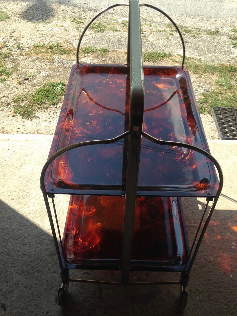 Vintage faux tortoise shell bar cart folding table from Italy circa 1960's For Sale 1