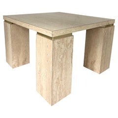 Vintage Faux Travertine End Table