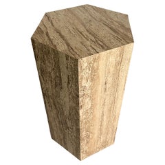 Vintage Faux Travertine End Table