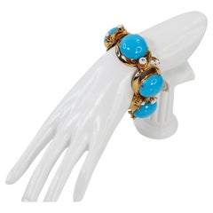 Bracciale vintage in tonalità oro e finto turchese, circa 1960