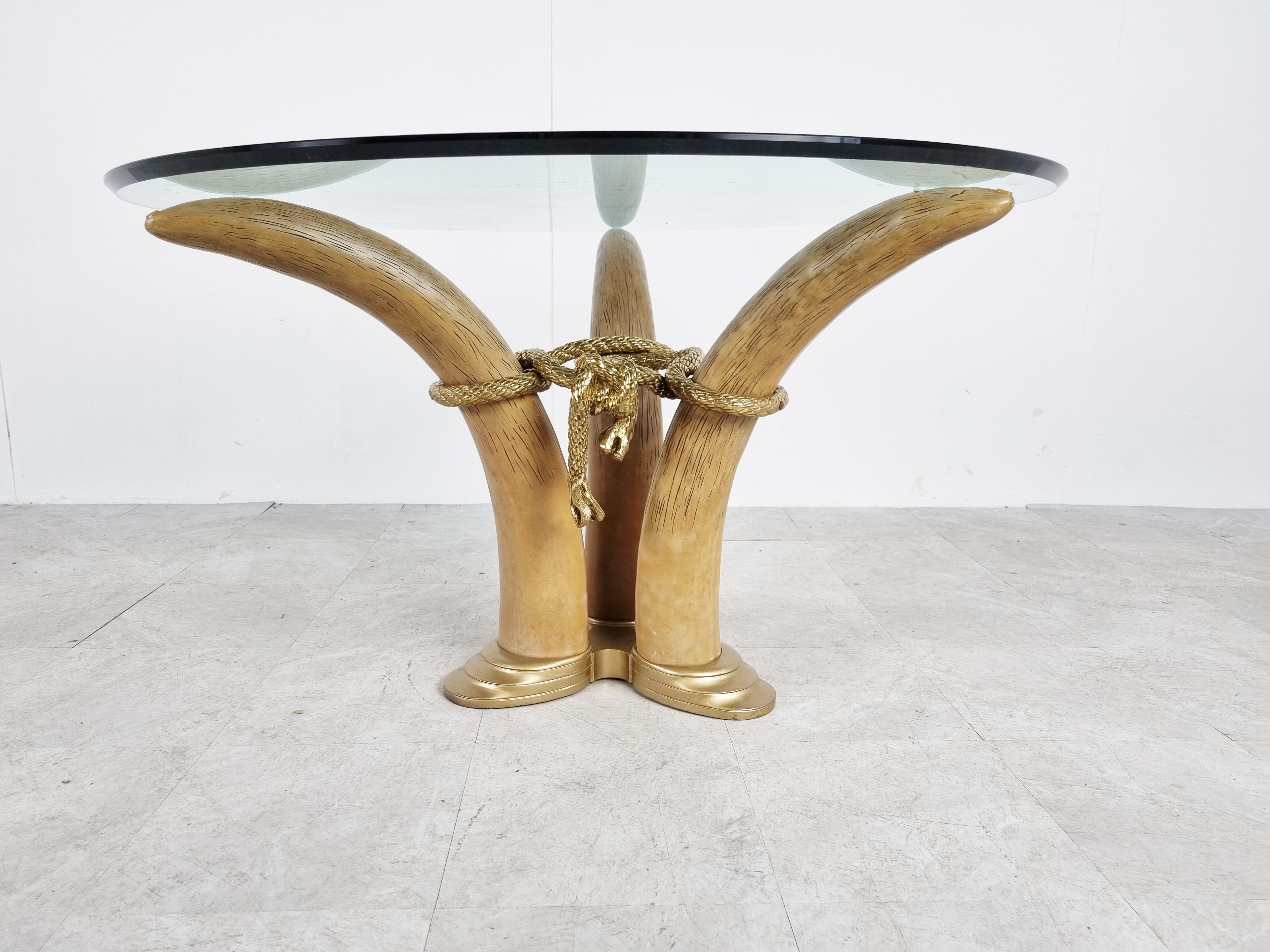 Italian Vintage Faux Tusk Center Table or Side Table, 1970s For Sale