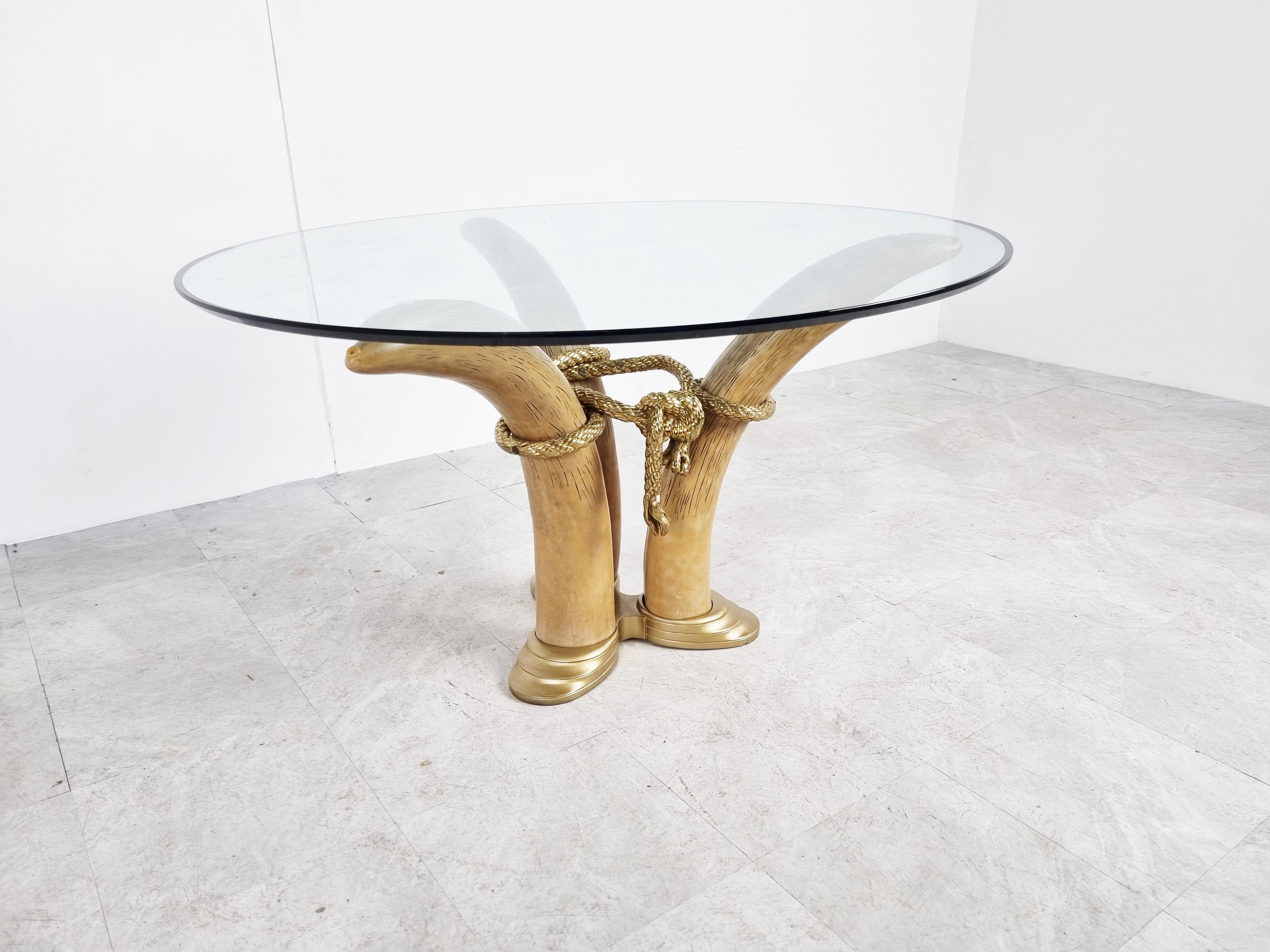 Late 20th Century Vintage Faux Tusk Center Table or Side Table, 1970s For Sale