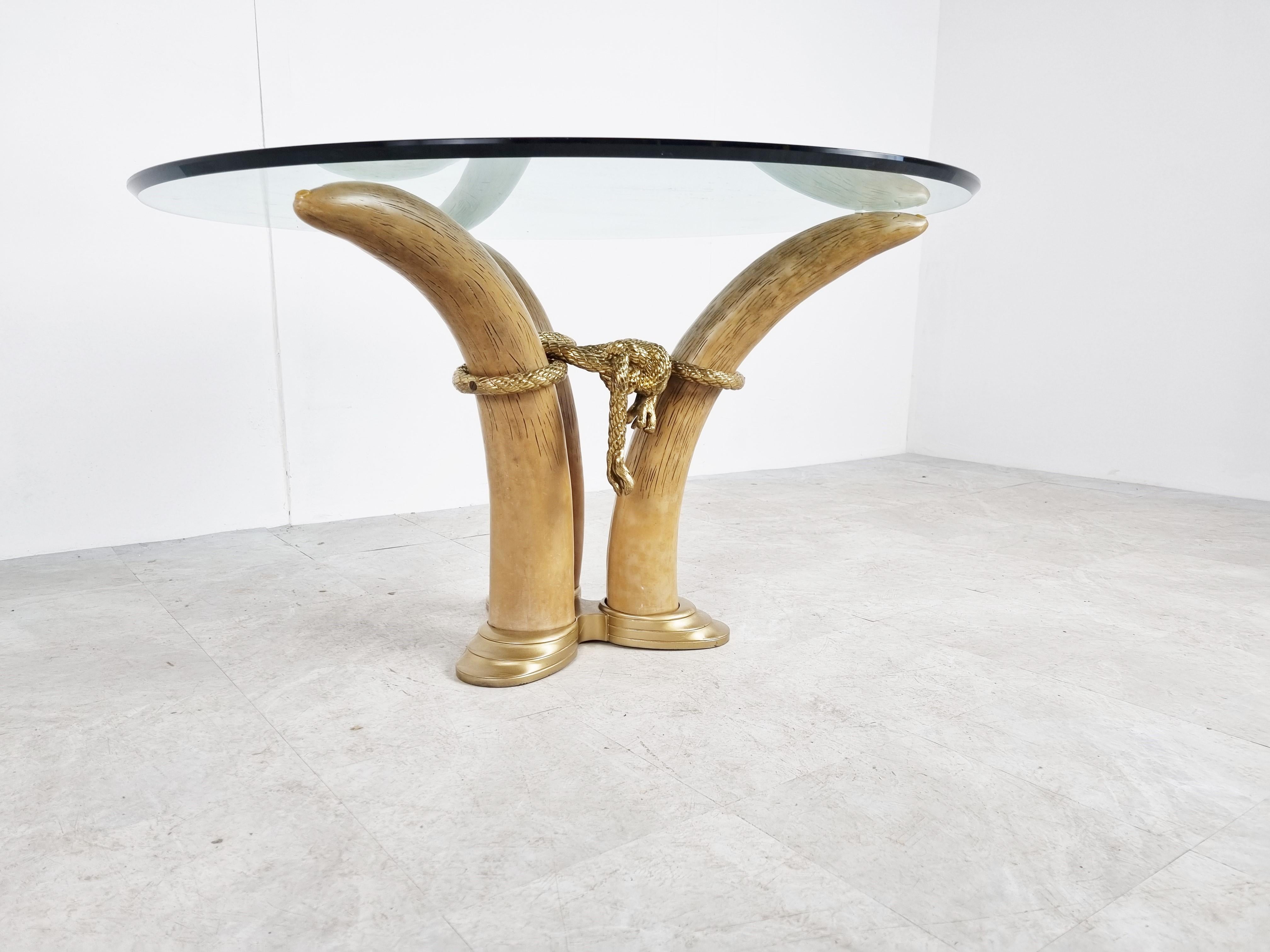 Resin Vintage Faux Tusk Center Table or Side Table, 1970s For Sale