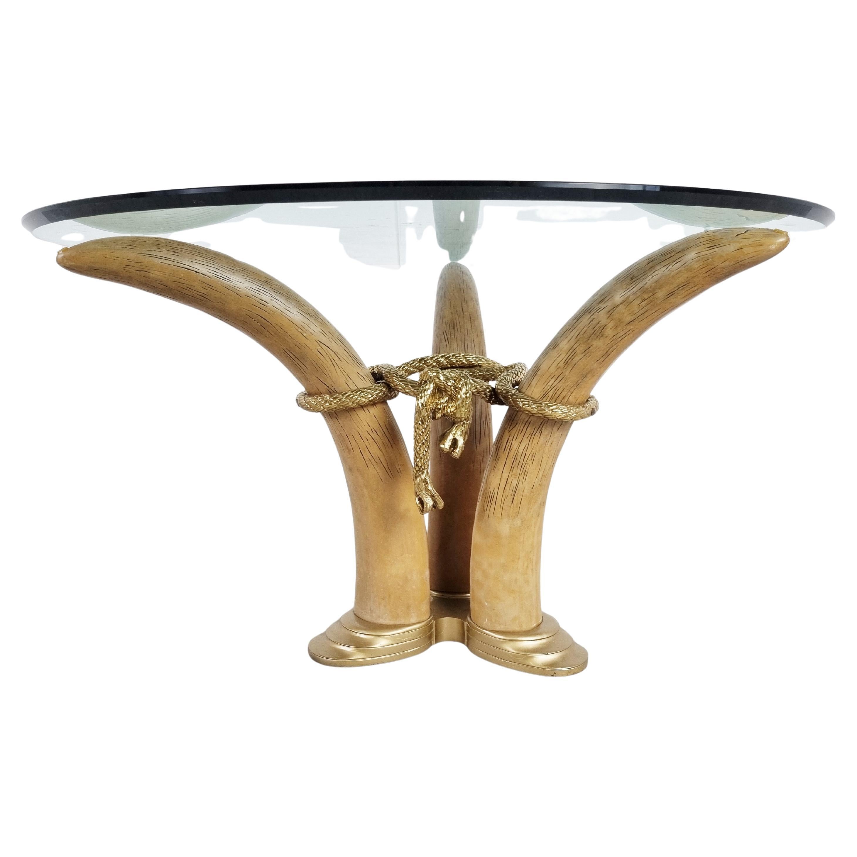 Vintage Faux Tusk Center Table or Side Table, 1970s