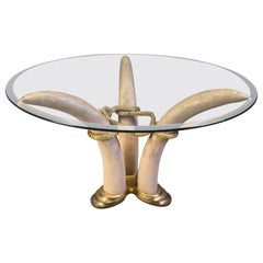 Vintage faux tusk center table or side table in the manner of Valenti, 1970s
