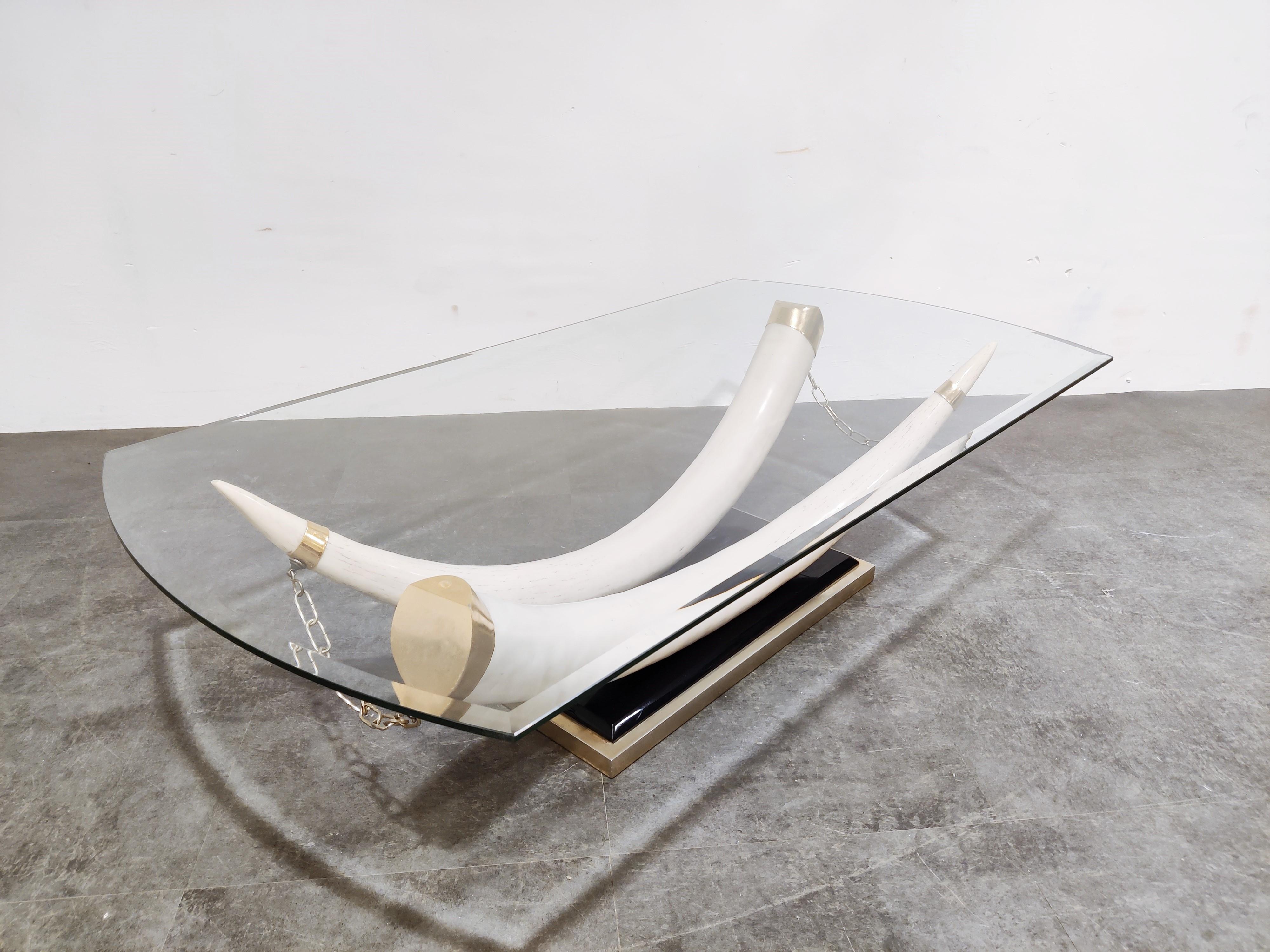 Vintage Faux Tusk Coffee Table, 1980s 5