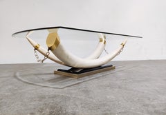 Vintage Faux Tusk Coffee Table, 1980s