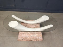 Vintage faux tusk coffee table, 1980s
