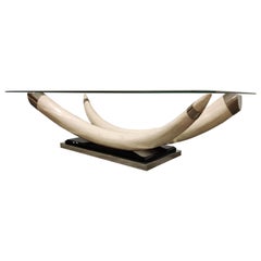 Vintage Faux Tusk Coffee Table, 1980s