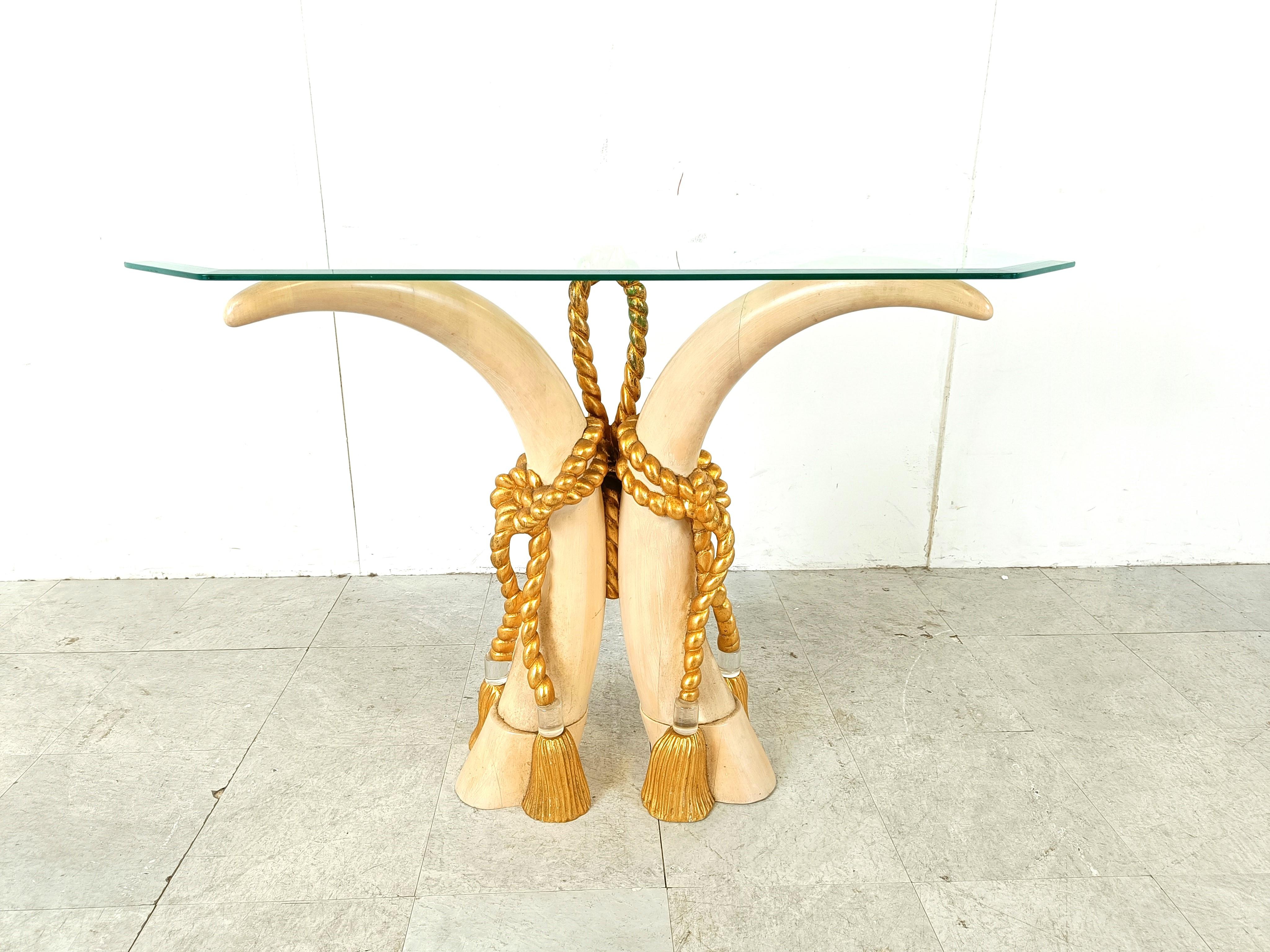 Spanish Vintage faux tusk console table, 1980s For Sale