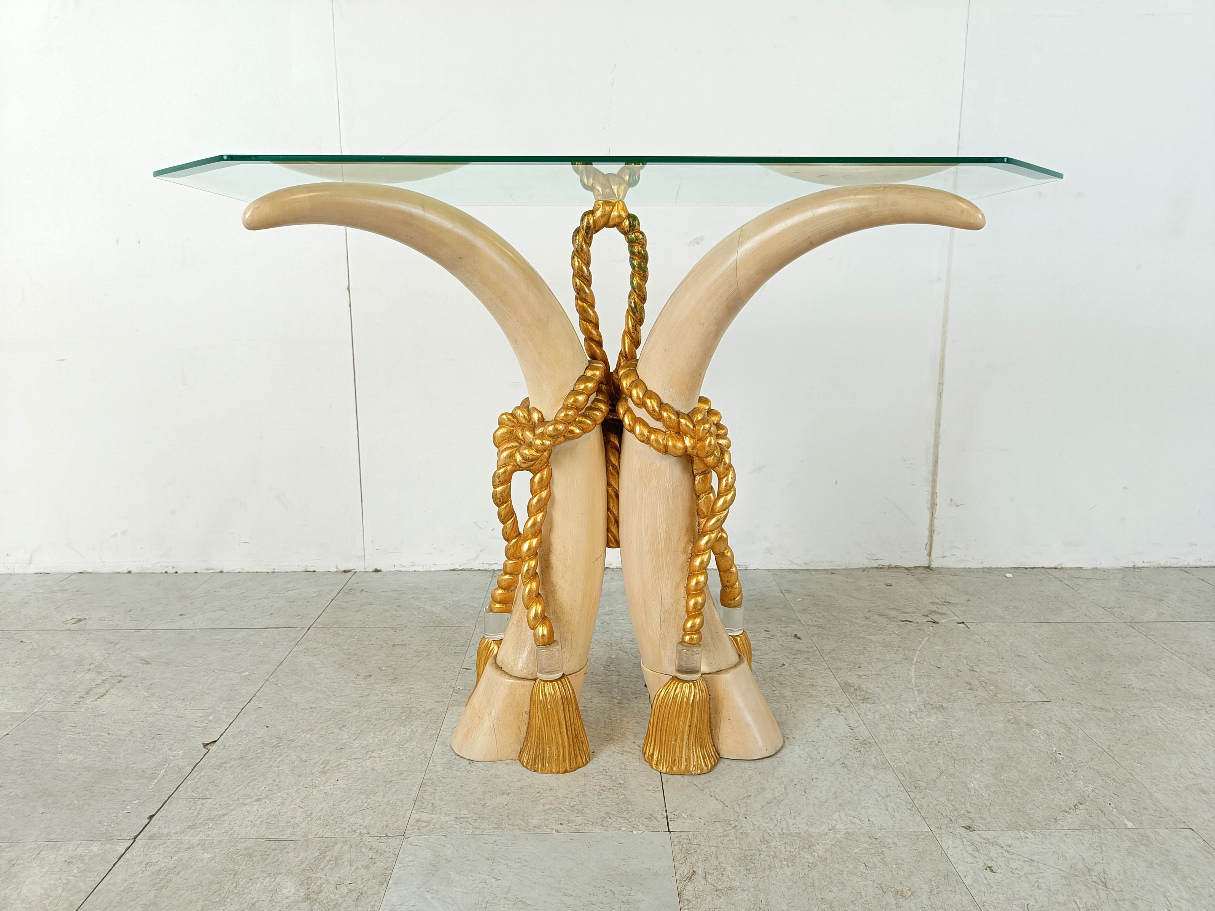 Vintage faux tusk console table, 1980s In Good Condition For Sale In HEVERLEE, BE