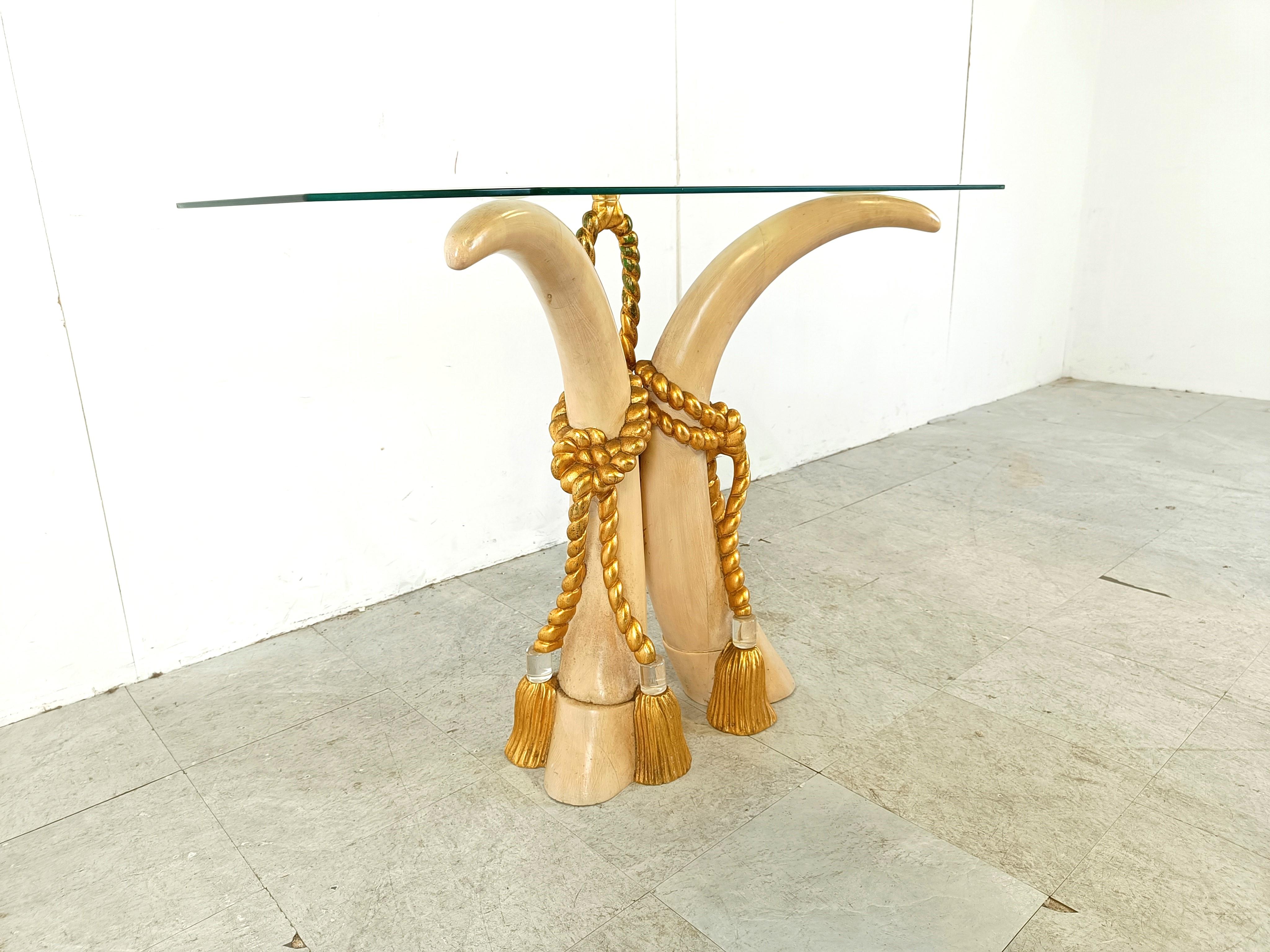 Vintage faux tusk console table, 1980s For Sale 2