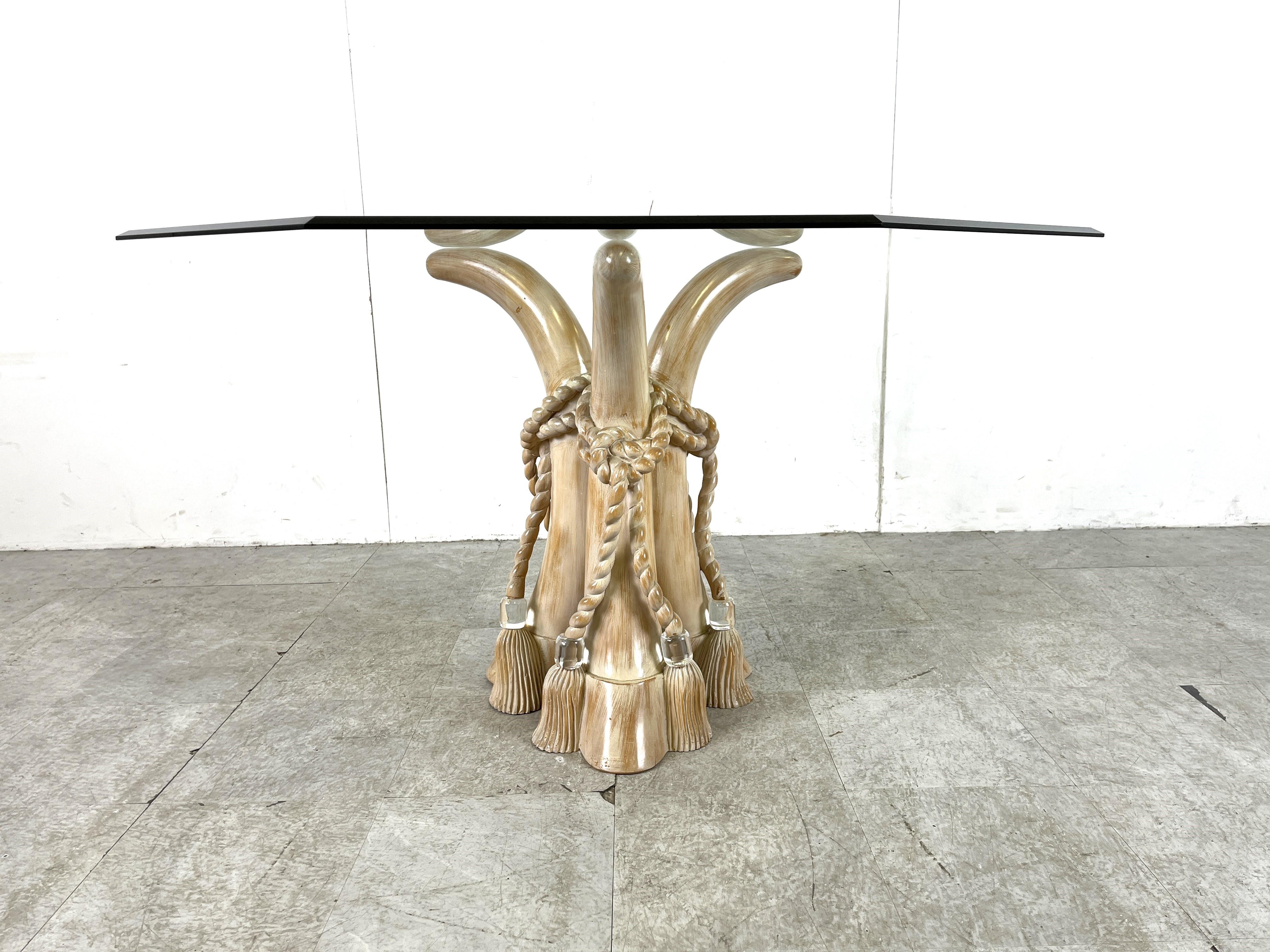 Beveled Vintage faux tusk dining table, 1970s