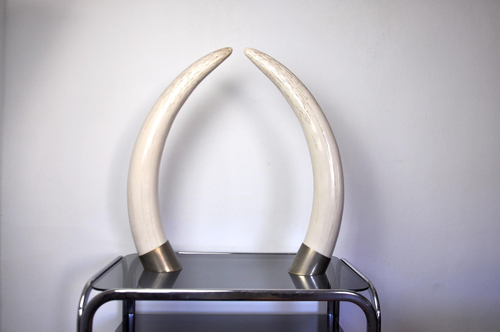 Hollywood Regency Vintage Faux Tusks by Maison Valenti for Valenti Luce, 1970s, Set of 2 For Sale