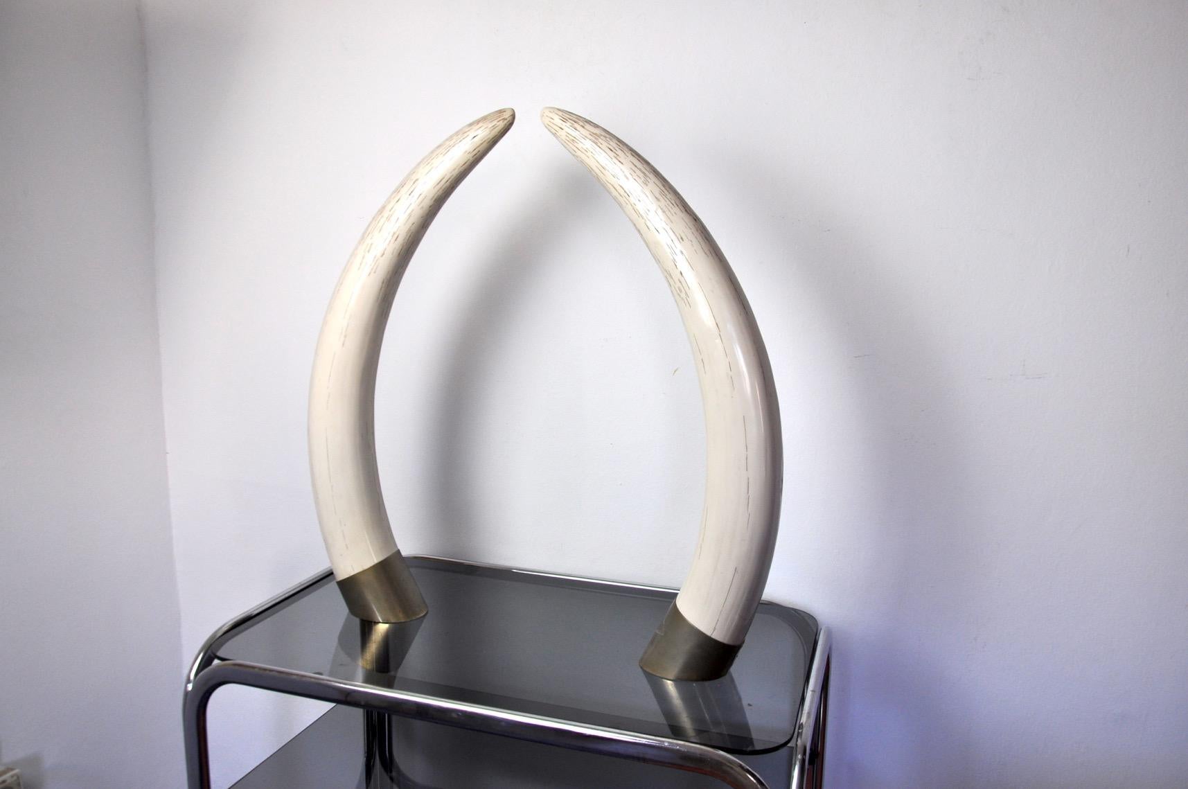 Spanish Vintage Faux Tusks by Maison Valenti for Valenti Luce, 1970s, Set of 2 For Sale