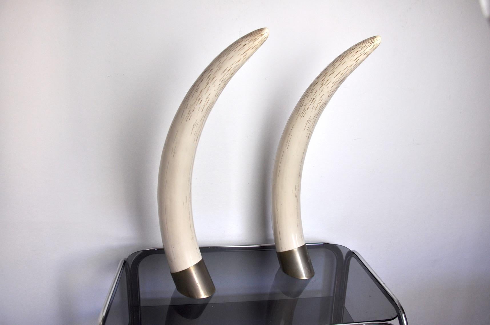 Late 20th Century Vintage Faux Tusks by Maison Valenti for Valenti Luce, 1970s, Set of 2 For Sale