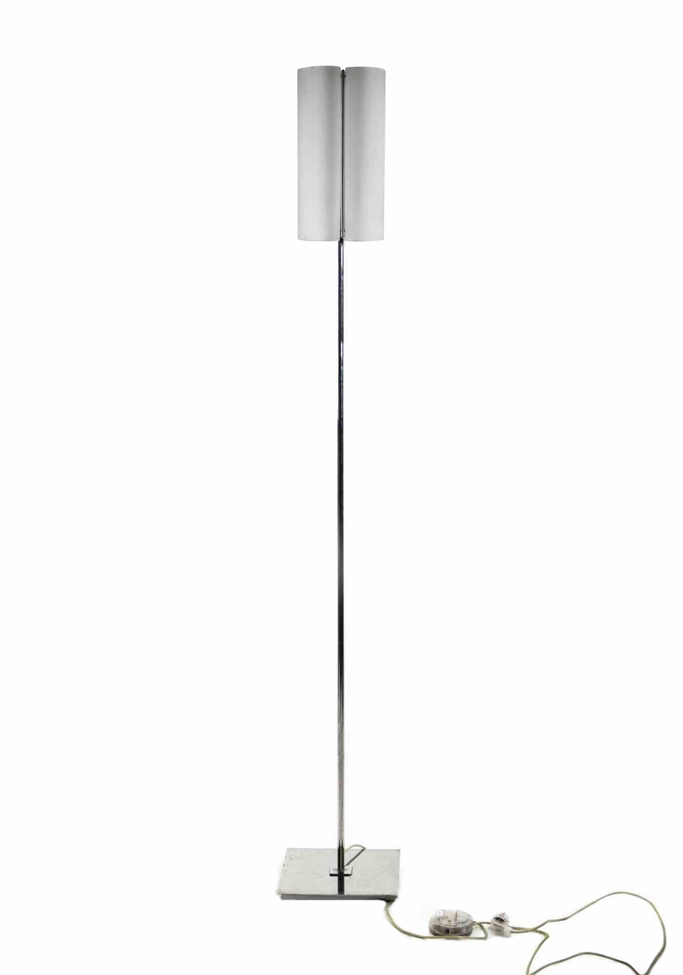 italien Lampadaire vintage exceptionnel chromé, années 1970 en vente