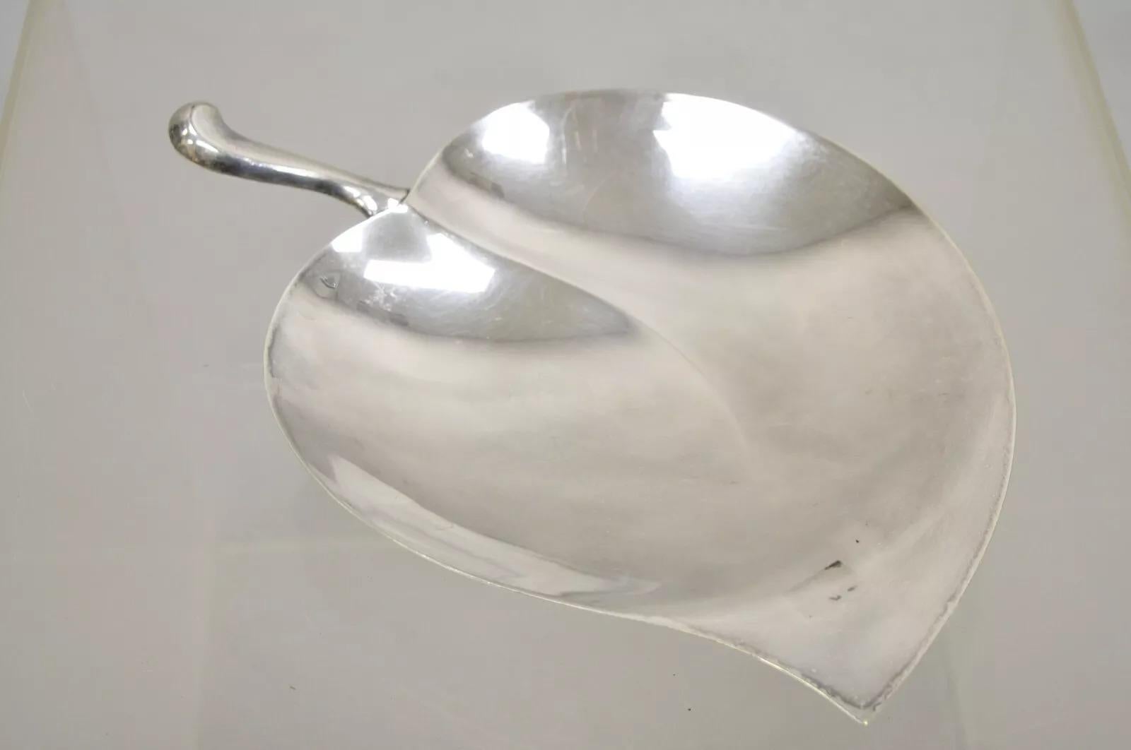 Bandeja de plato en forma de hoja chapada en plata, vintage FB Rodgers Mid Century Modern en venta 3
