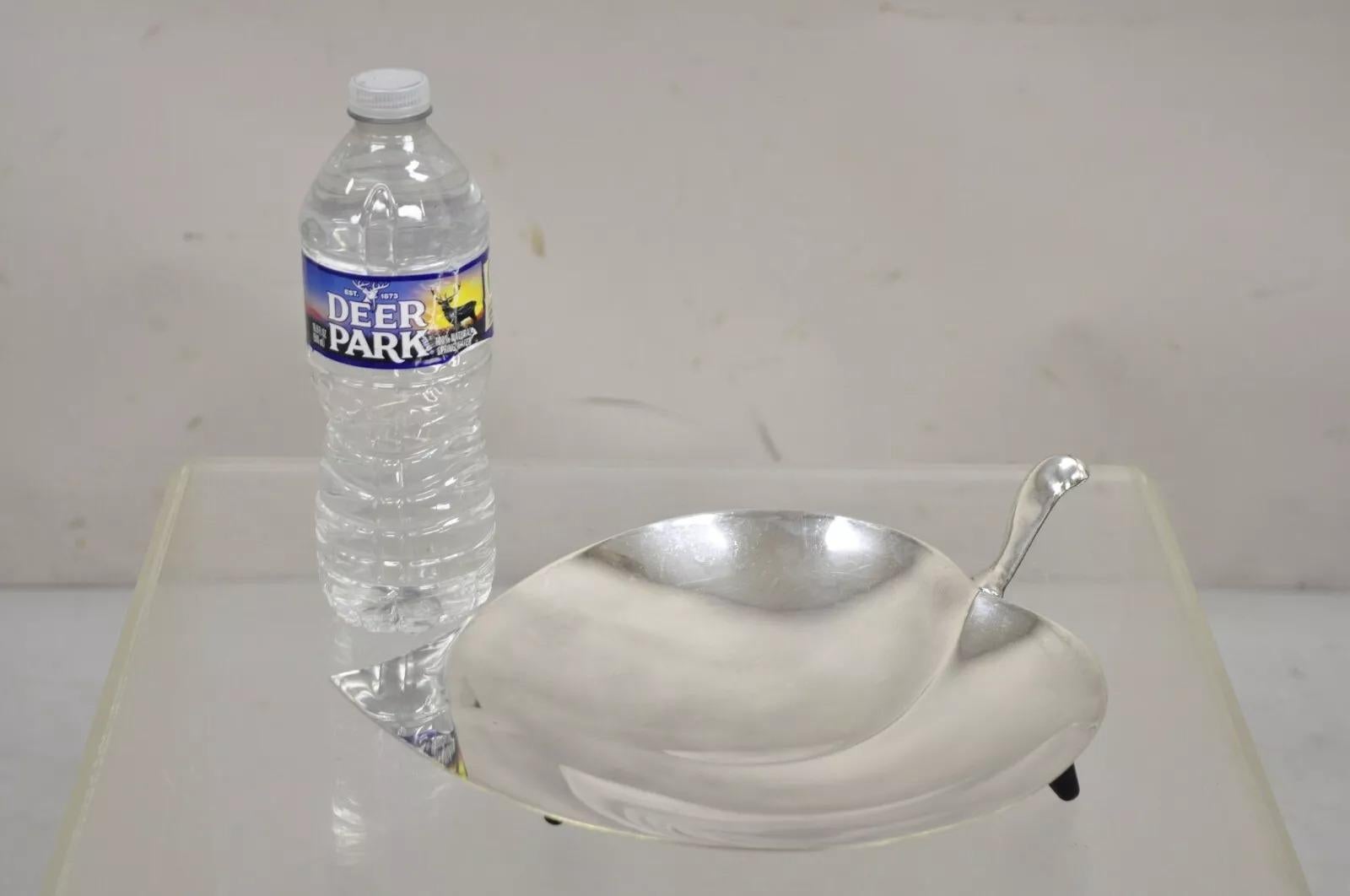 Bandeja de plato en forma de hoja chapada en plata, vintage FB Rodgers Mid Century Modern. Mediados del siglo XX. Medidas: 2,5