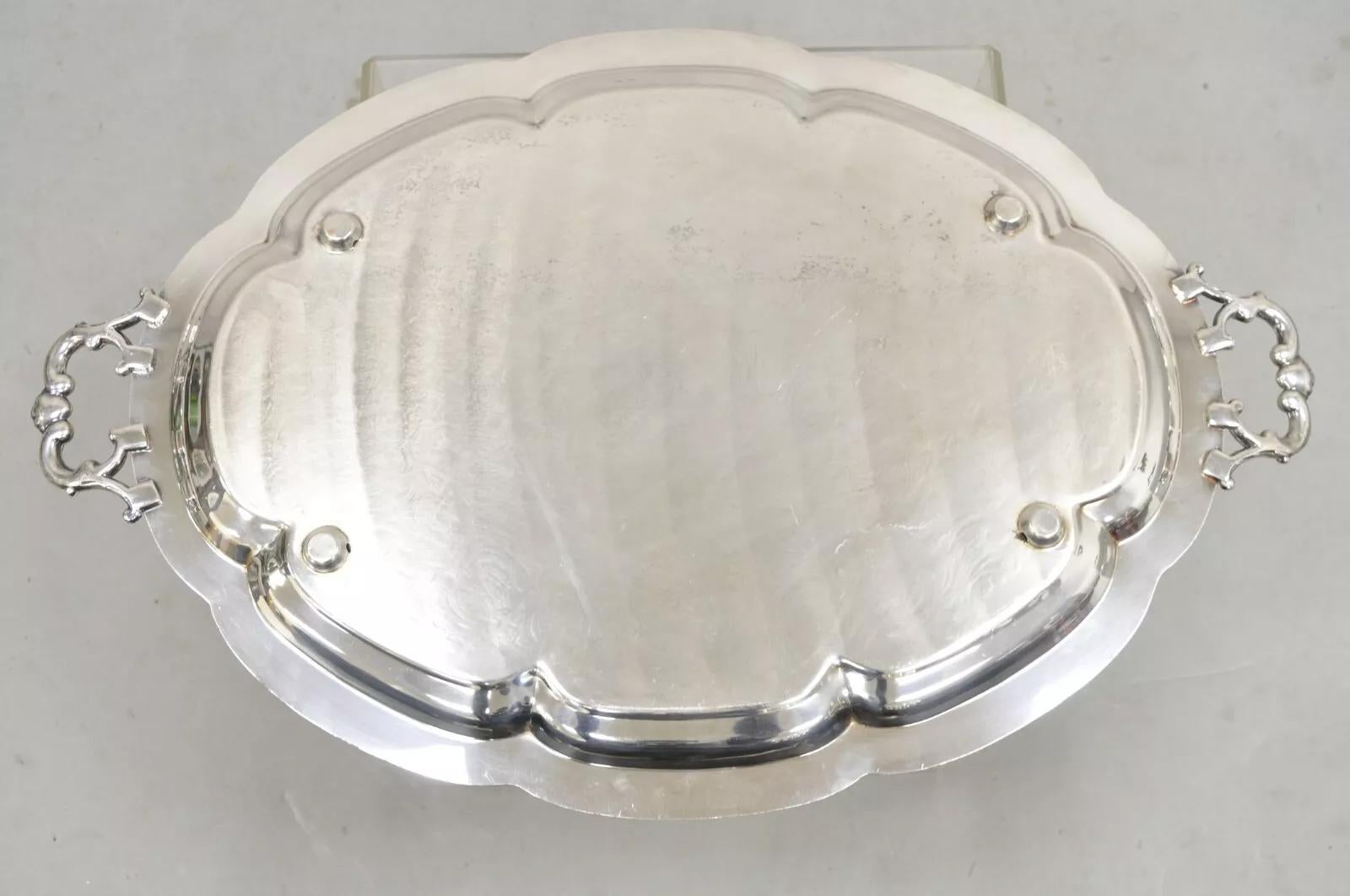 Versilbertes viktorianisches Serviertablett FB Rogers 6725, Vintage im Angebot 4
