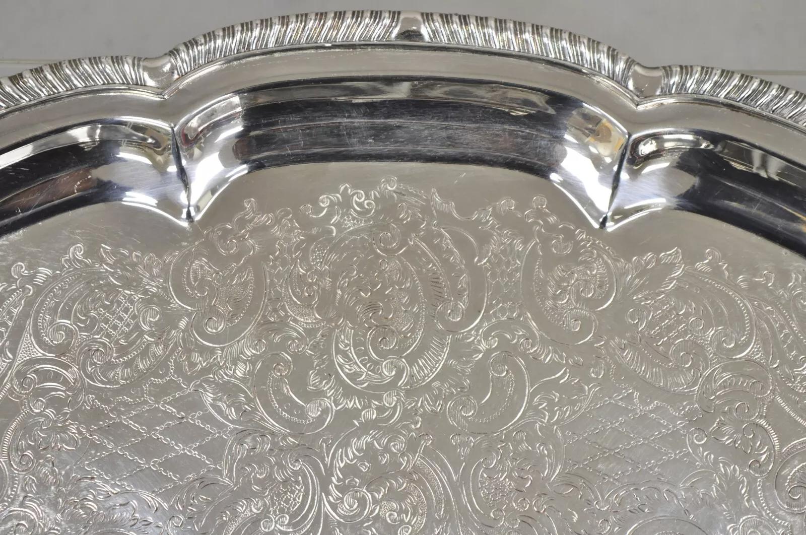 Versilbertes viktorianisches Serviertablett FB Rogers 6725, Vintage (20. Jahrhundert) im Angebot
