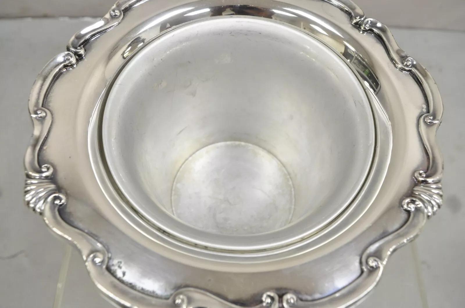 20ième siècle I.B. A.B. Seau à glace à champagne Rogers Georgetown plaqué argent en vente