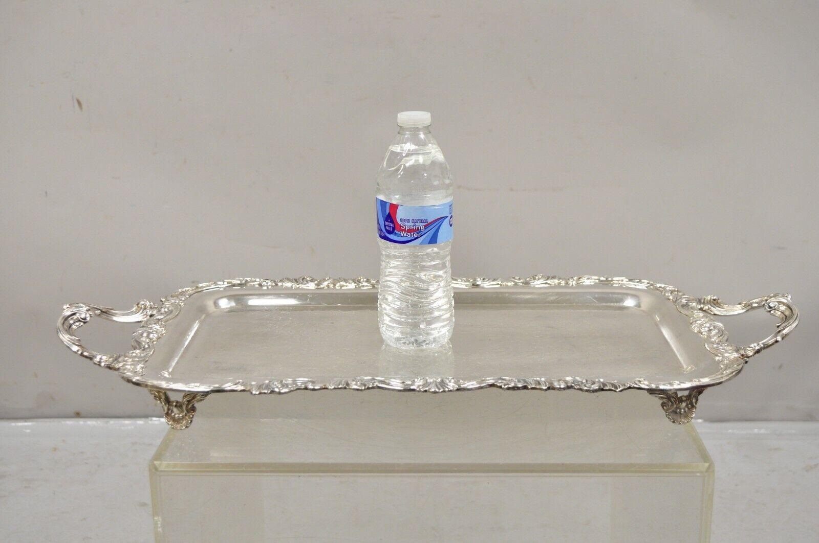 Vintage FB Rogers Silver Co 1338 Victorian Style Silver Plated Narrow Tray For Sale 3