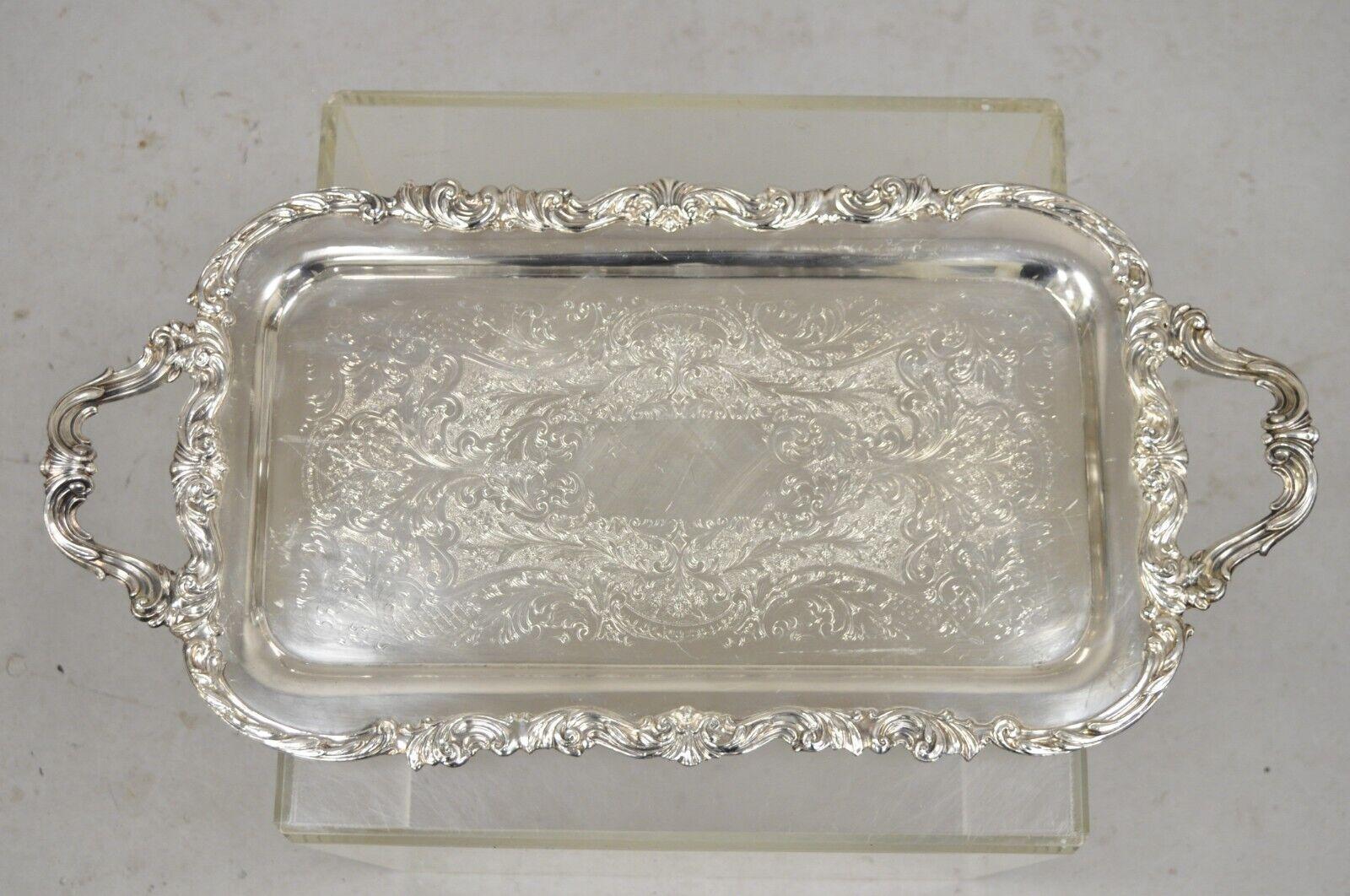 Vintage FB Rogers Silver Co 1338 Victorian Style Silver Plated Narrow Tray For Sale 5