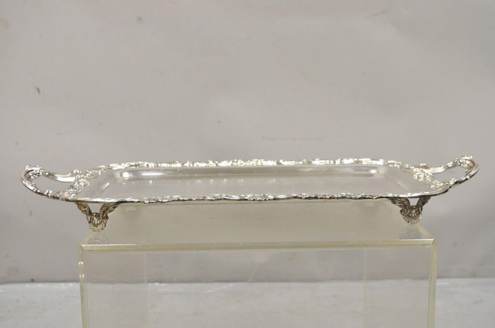 Vintage FB Rogers Silver Co 1338 Victorian Style Silver Plated Narrow Tray. Circa Mid 20th Century. Measurements:  2.5