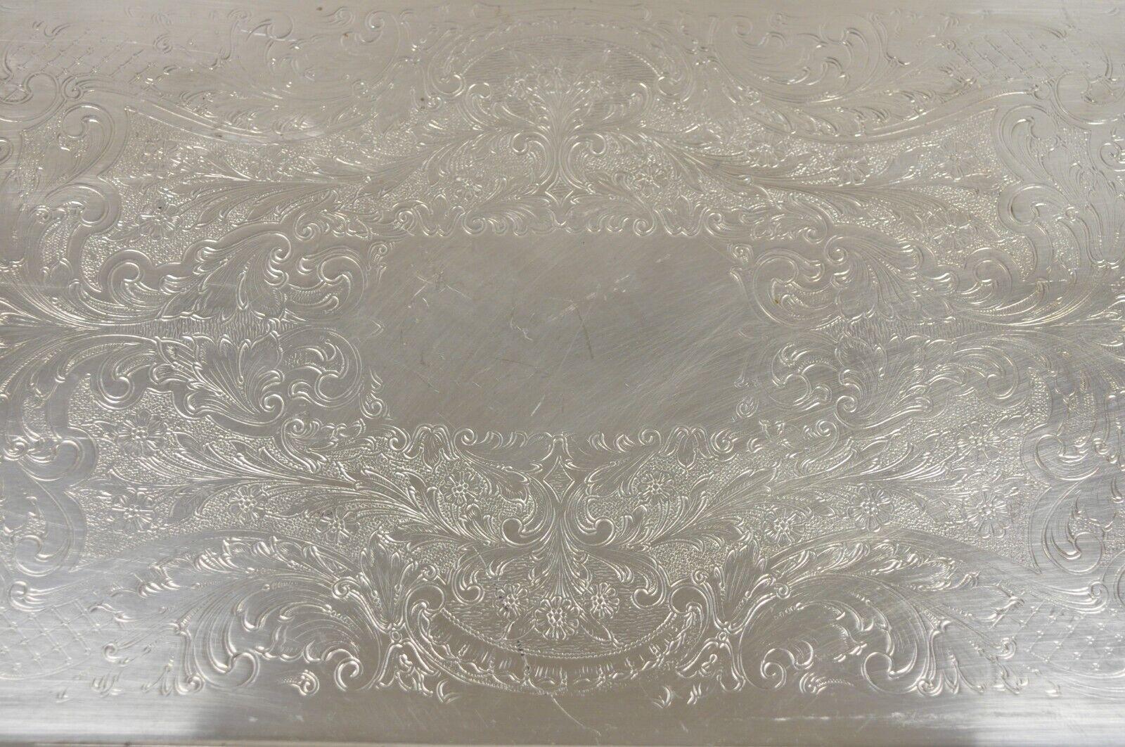 Vintage FB Rogers Silver Co 1338 Victorian Style Silver Plated Narrow Tray In Good Condition For Sale In Philadelphia, PA