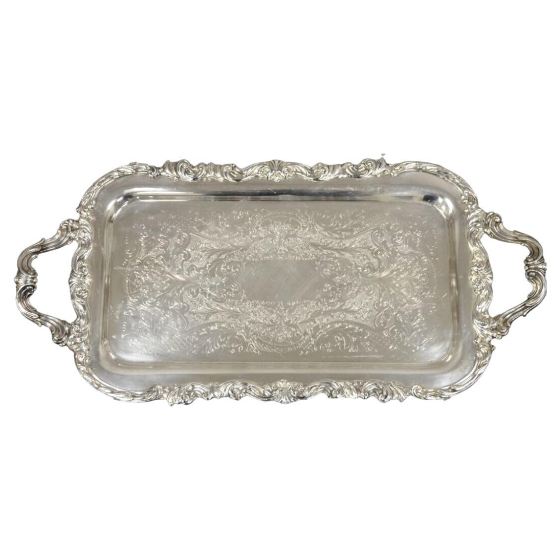 Vintage FB Rogers Silver Co 1338 Victorian Style Silver Plated Narrow Tray For Sale