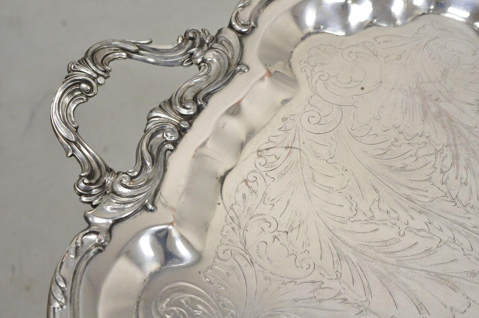 Victorian Vintage FB Rogers Silver Co 2377 Silver Plated Serving Platter Tray For Sale