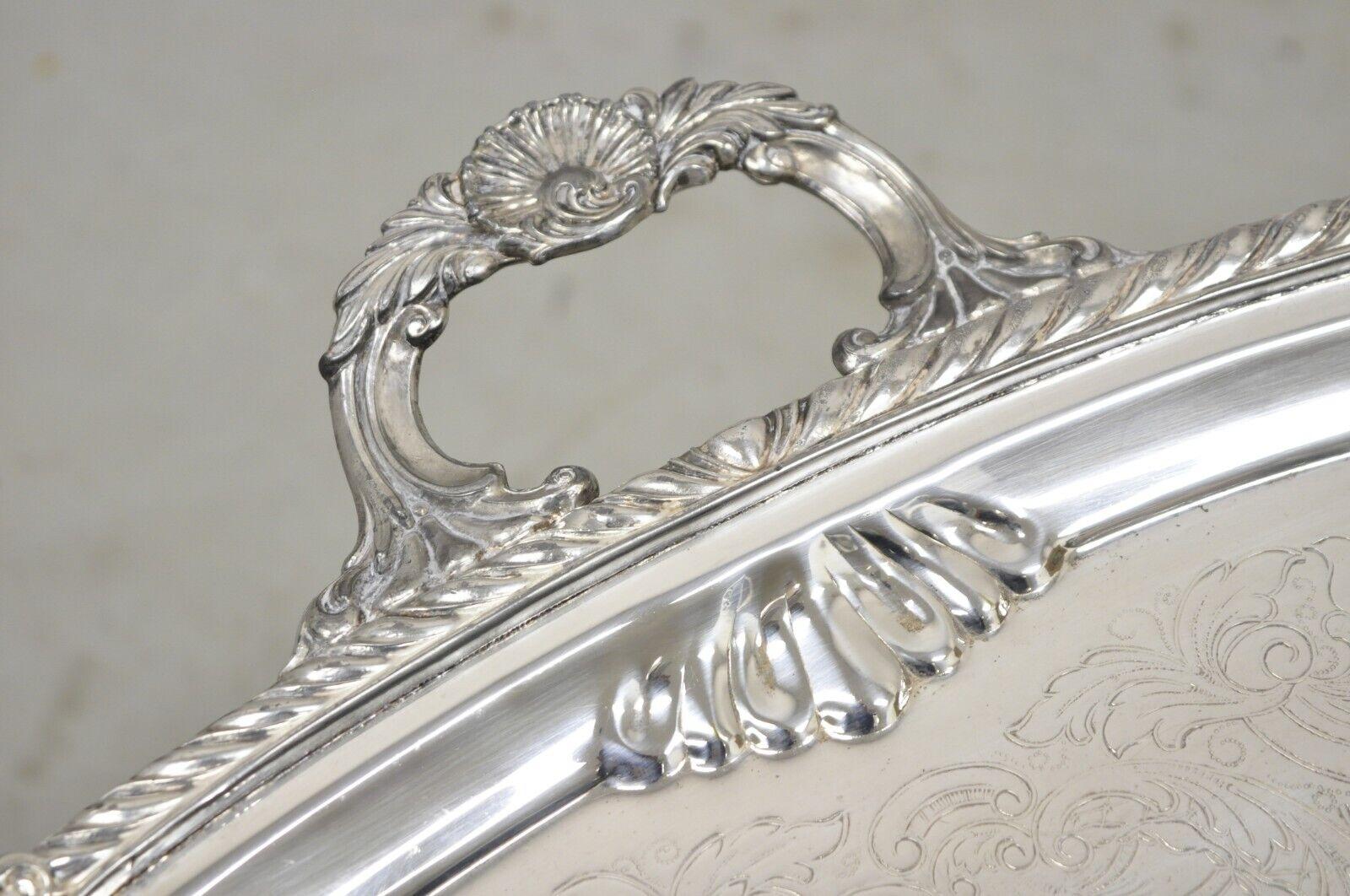 Vintage FB Rogers Silver Co 7737 Silver Plated Twin Handle Platter Tray In Good Condition In Philadelphia, PA