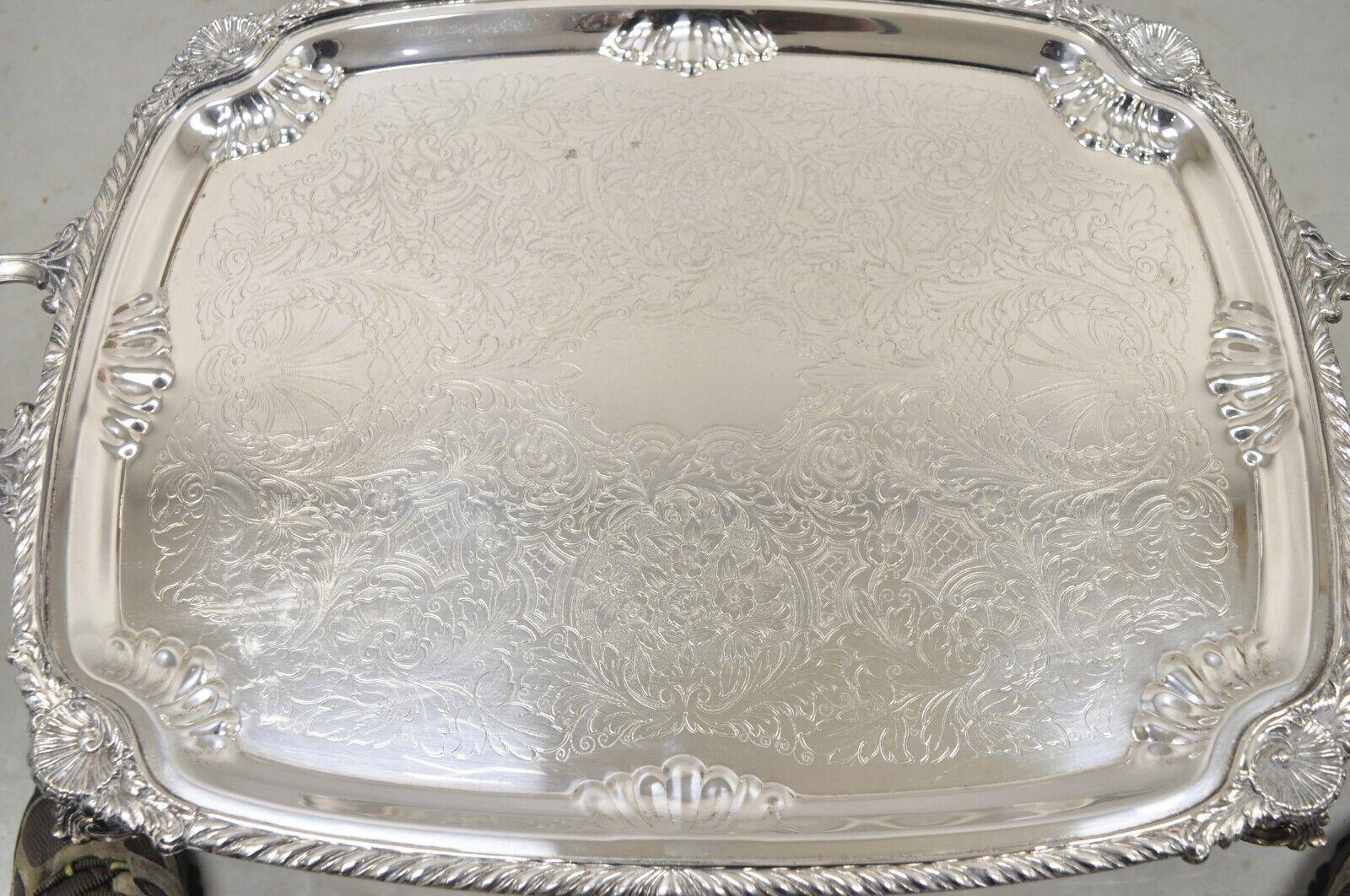 20th Century Vintage FB Rogers Silver Co 7737 Silver Plated Twin Handle Platter Tray