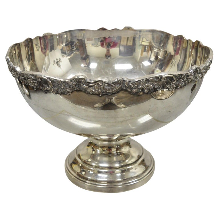 Vintage F.B. Rogers Silver Plate Regency Style Shell and Grape Punch