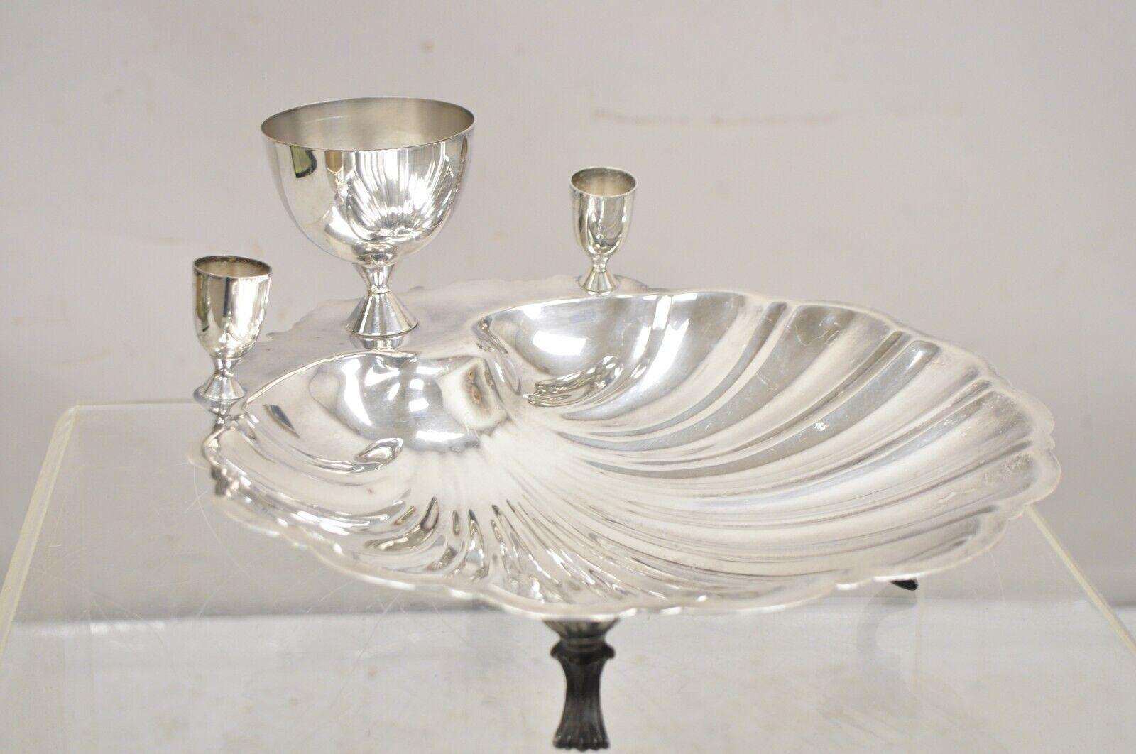 Vintage FB Rogers Silver Plated Clam Shell Seafood Bowl Platter Server. Circa Mid to Late 20th Century. Measurements:  6