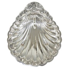 Vintage FB Rogers Silver Plated Large Clam Shell Serving Dish w / Dolphin